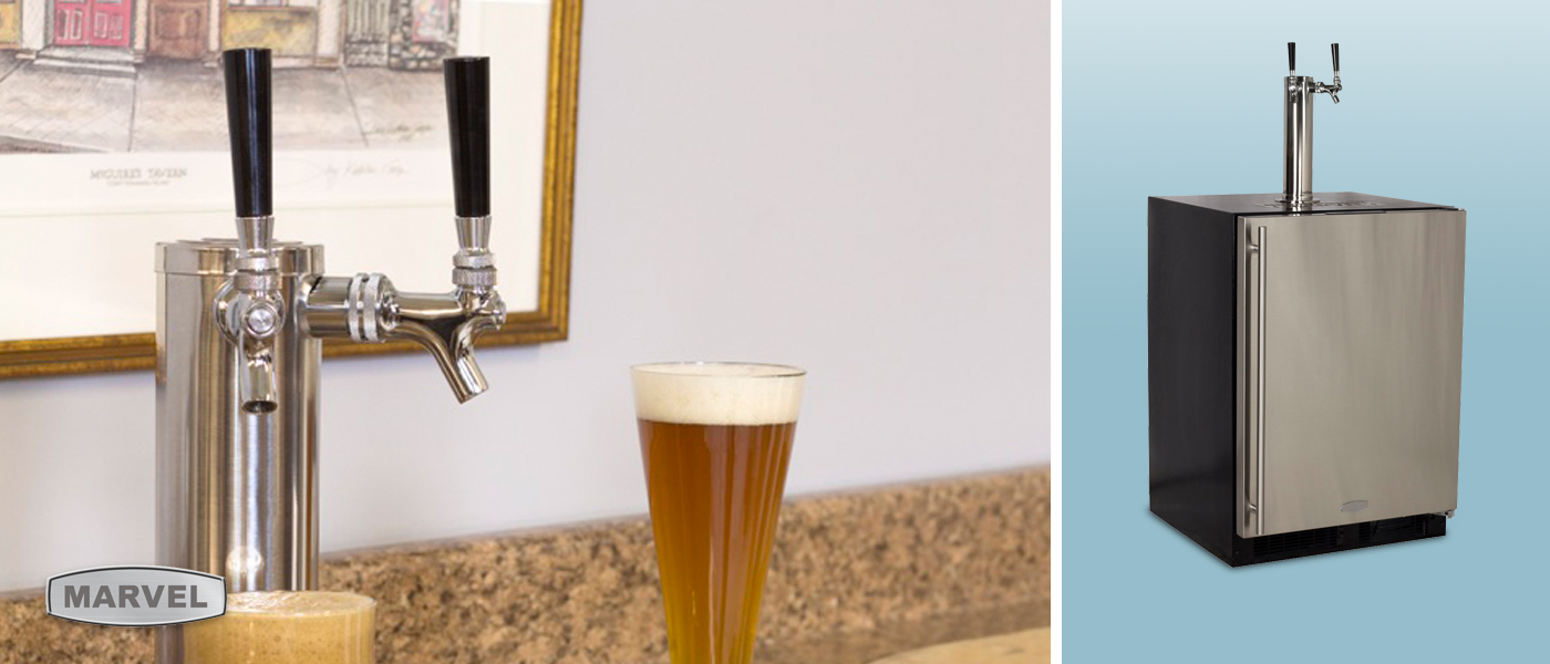 Marvel BuildIn Full Size Twin Tap Stainless Steel Kegerator