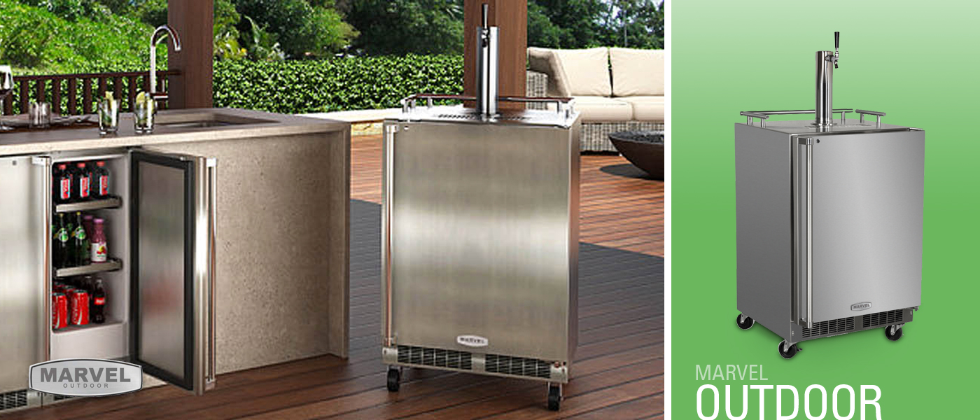Marvel Outdoor Mobile Full Size Stainless Steel Kegerator with Lock