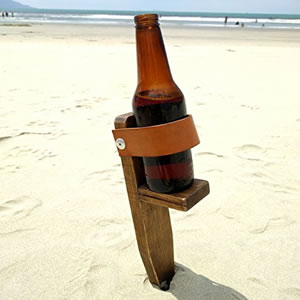 Wooden Beer Beach Holder Spike